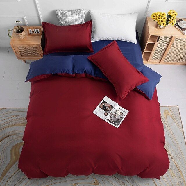 1000TC Reversible Queen Size Blue and Red Duvet Quilt Cover Set โ image 2