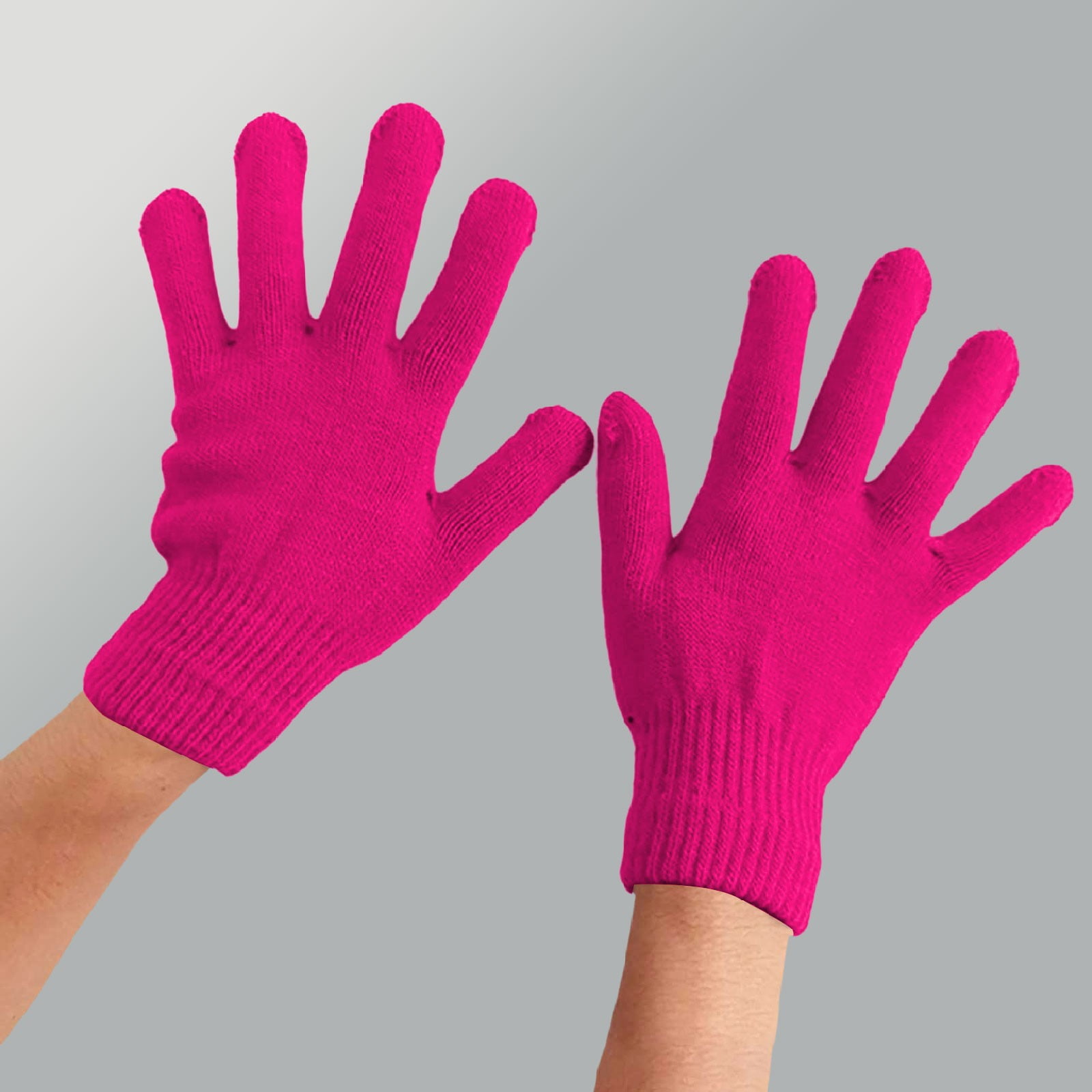 Winter Gloves Warm Strecty Knit Gloves for Men Women- Dark Gray One Size Hot Pink — image 2