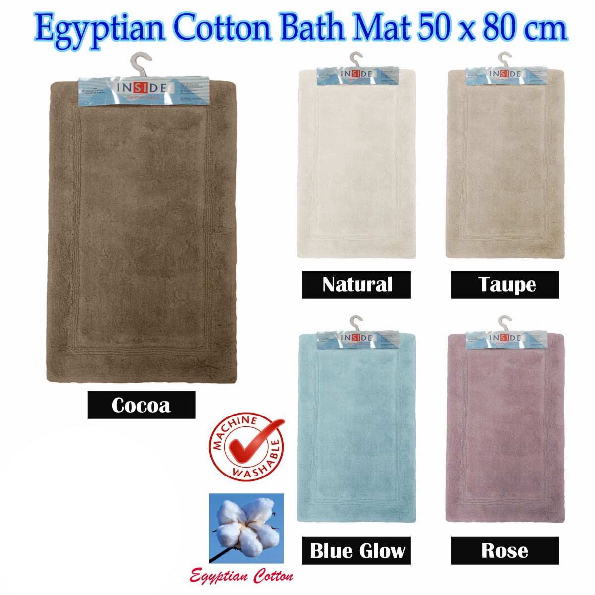 Egyptian Cotton Bath Mat 50x80 cm Taupe โ image 2