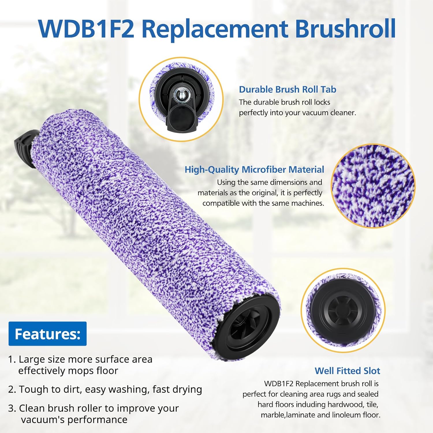 WDB1F2 Replacement Brushroll & Filter Bundle Compatible with Shark Hydrovac WD101 WD201 WD100 WD200 AW201 WD200C WD201C WD101C HydroVac XL 3-in-1 Vacuum — image 3