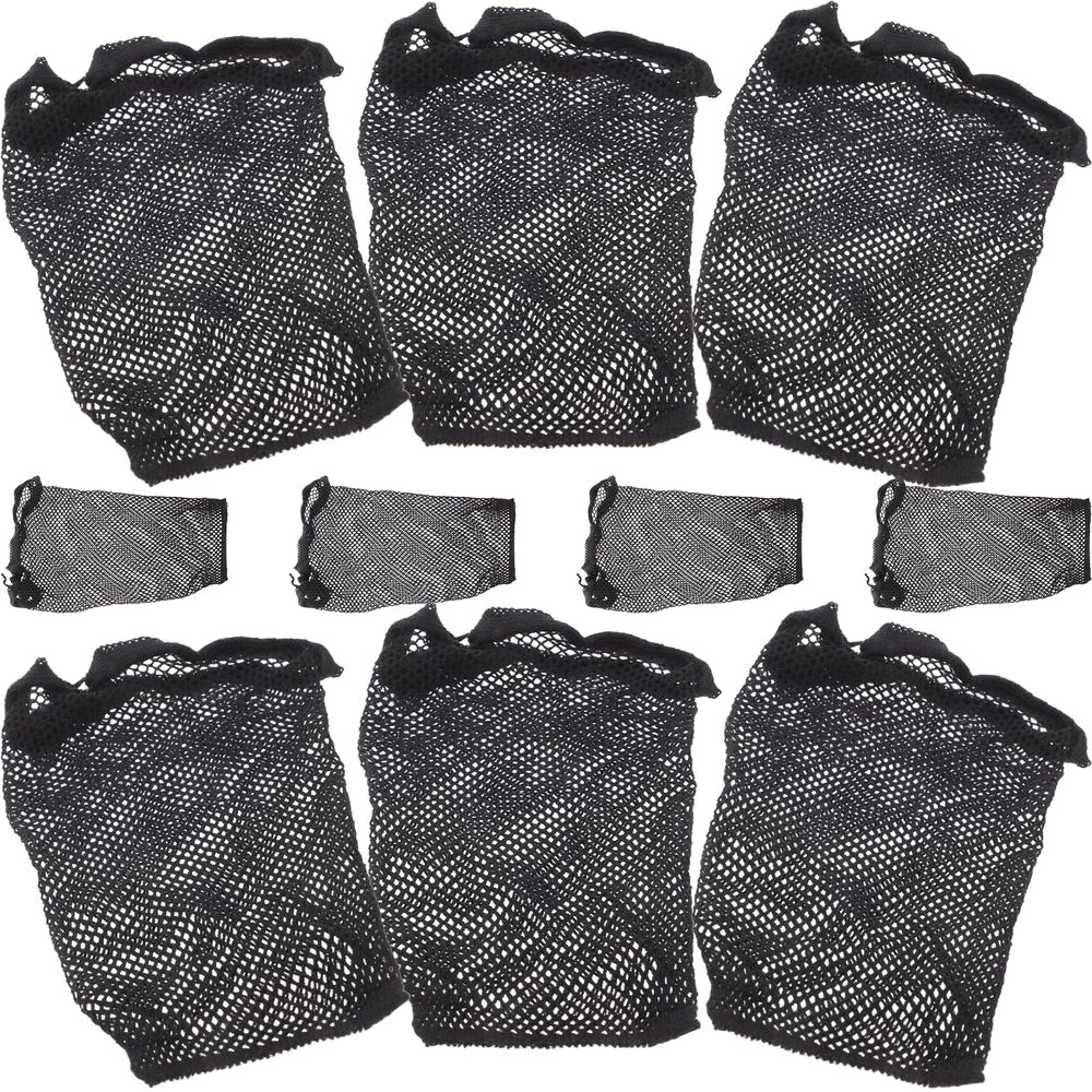 10Pcs Black Mesh Hair Nets for Women Flexible Ultra Thin Crochet Wigcap