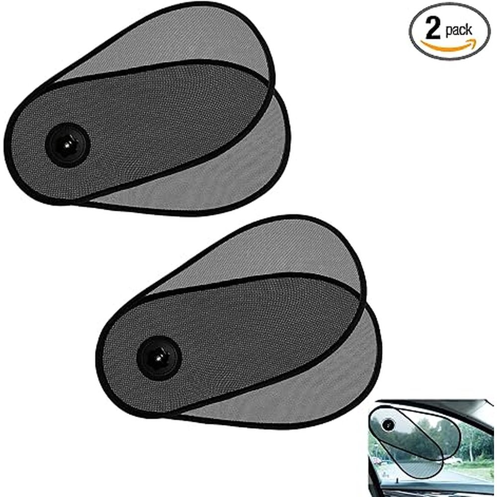 2 PCS Car Shades for Side Windows, Adjustable & Rotatable Side Window Sunshades, Safe Window Car Sun Shades, Sun Blocker, Heat & Glare Protection, Universal