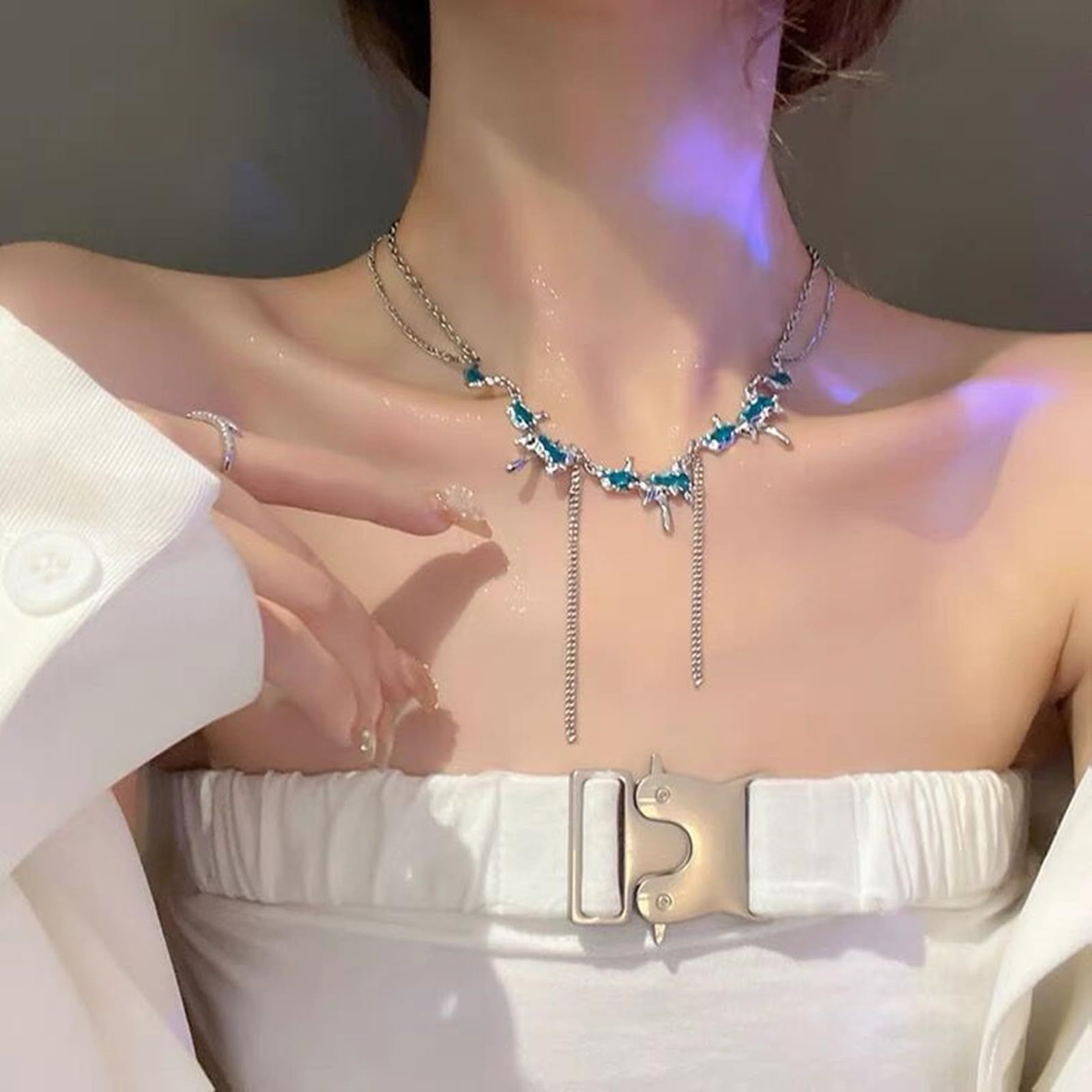 Irregular Necklace for Women Pearl Zircon Cat's Eye Stone Star Pendant Zircon Water Drop OT Chain Fashion Simple Daily Jewelry โ image 4