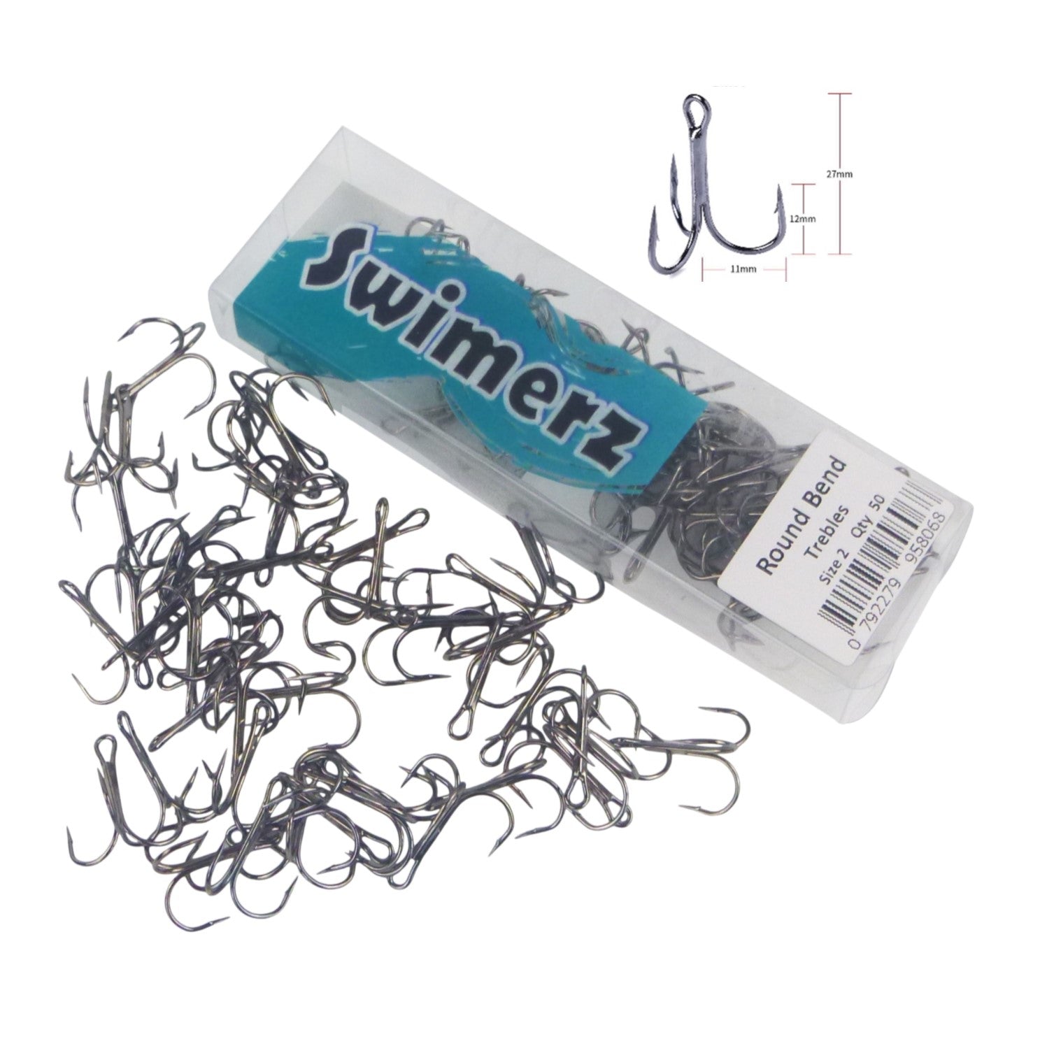 Swimerz Round Bend Trebles Size 2, 50 pack — image 3