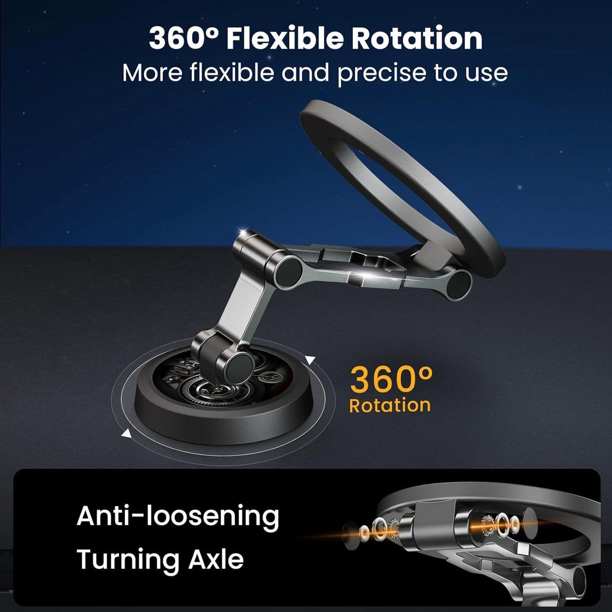 Full Metal Magnetic Car Phone Holder, Rotatable Dashboard Mount for Secure Hands-Free Navigation, Compatible with Most Smartphones, Black — image 4