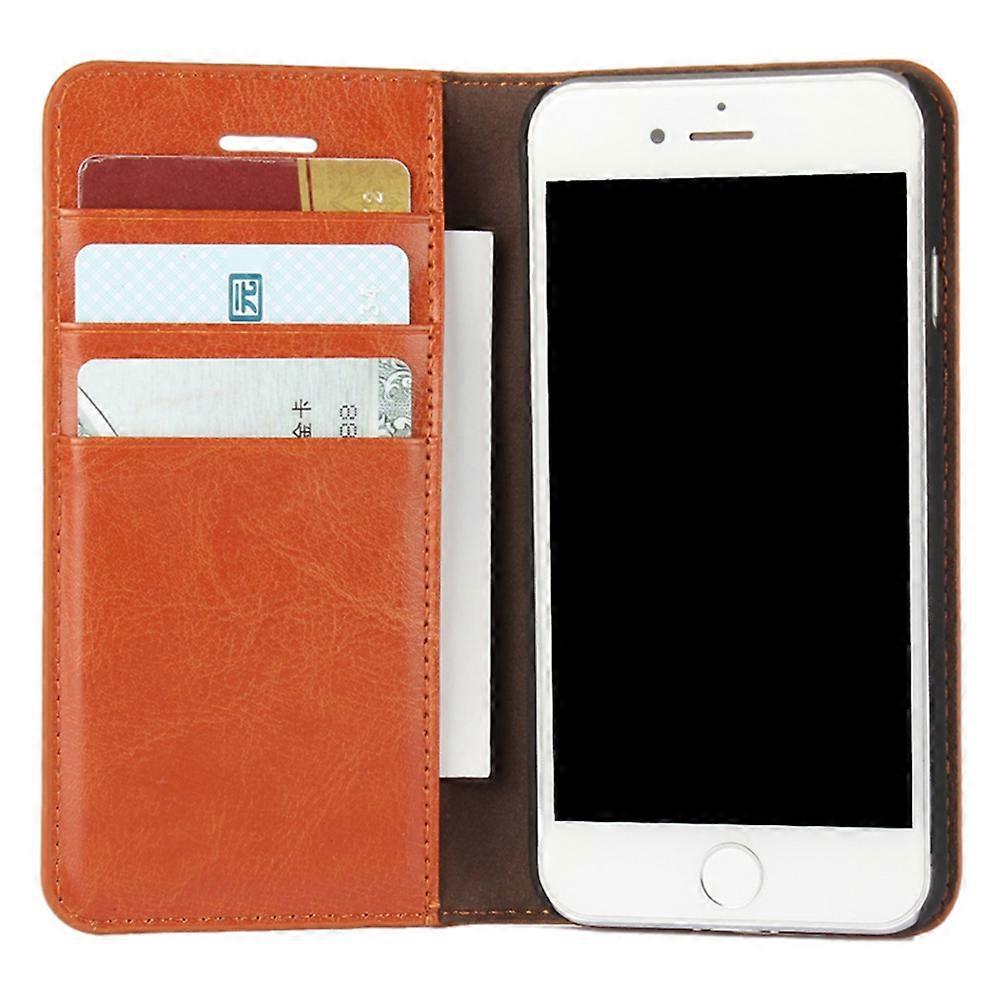 iPhone 4.7 inch Leather Flip Phone Case Compatible with iPhone SE (2020) SE (2022) 8 7 Brown — image 5