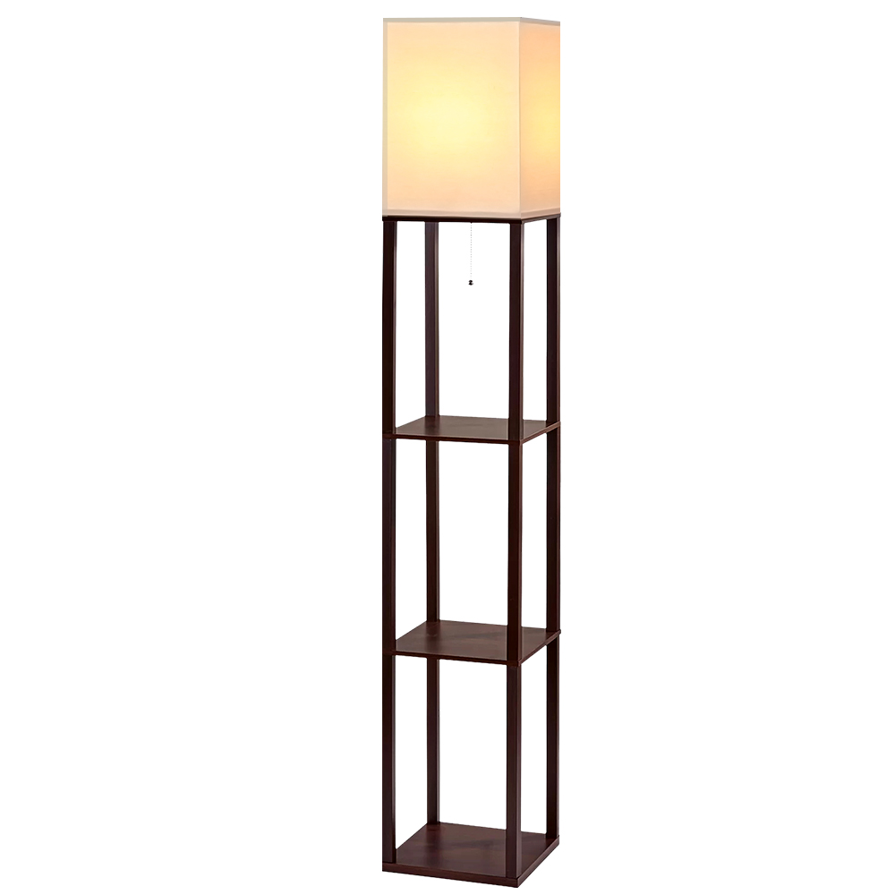 Artiss Floor Lamp 3 Tier Shelf Storage LED Light Stand Home Room Vintage White — image 2