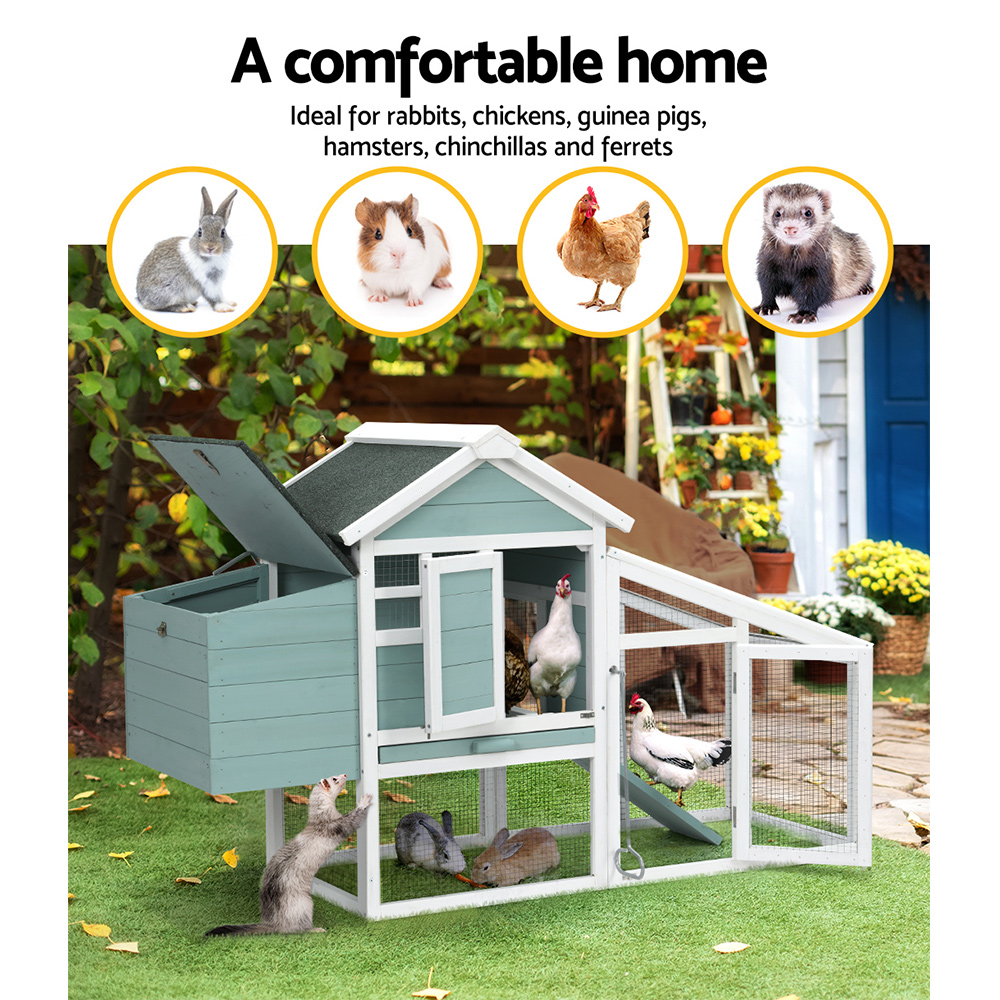 i.Pet Chicken Coop Rabbit Hutch 150cm x 60cm x 93cm Large Chicken Coop House Run Cage Wooden โ image 4
