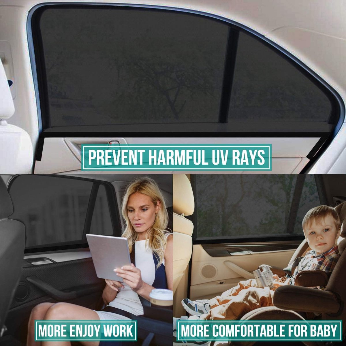 Car accessories - Car sunshades - Windshield sunshades - Set of 2 car sunshades - Blocks UV rays and protects your car from sun exposure - Suitable for the — image 2