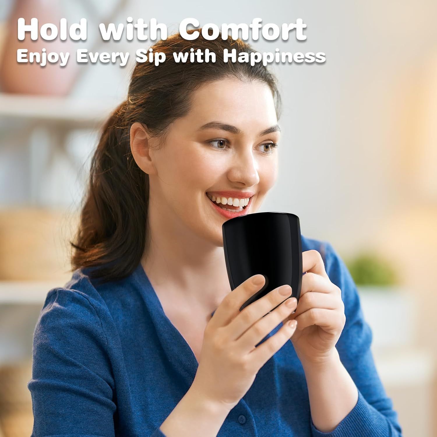 16 oz Large Coffee Mug with Handle, Microwave and Dishwasher Safe Tea and Latte Cup for Home, Office and Everyday Drinks, Black โ image 6