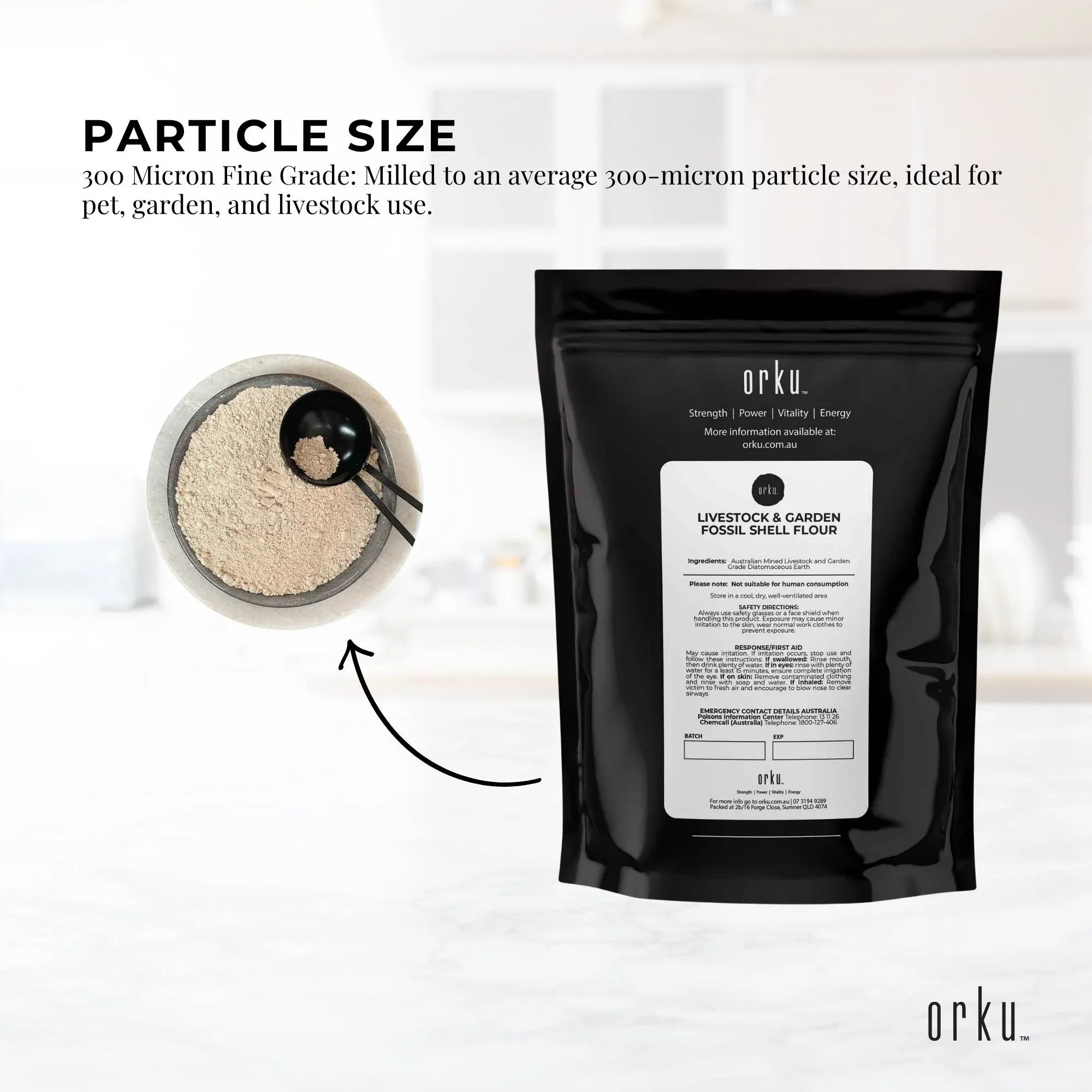 Orku 400g Fossil Shell Flour - Livestock Garden Pet Diatomaceous Earth ā image 3