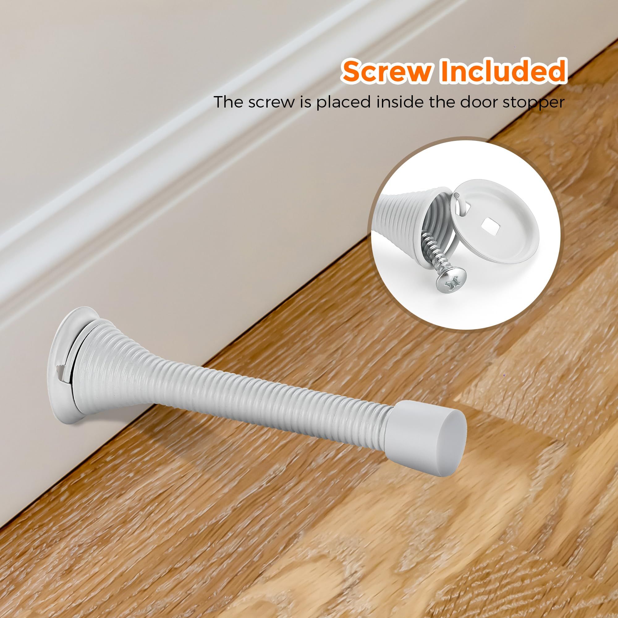 Door Stoppers, 6 Pack White Spring Door Stops with Rubber Bumper, Door Stoppers for Bottom of Door โ image 4