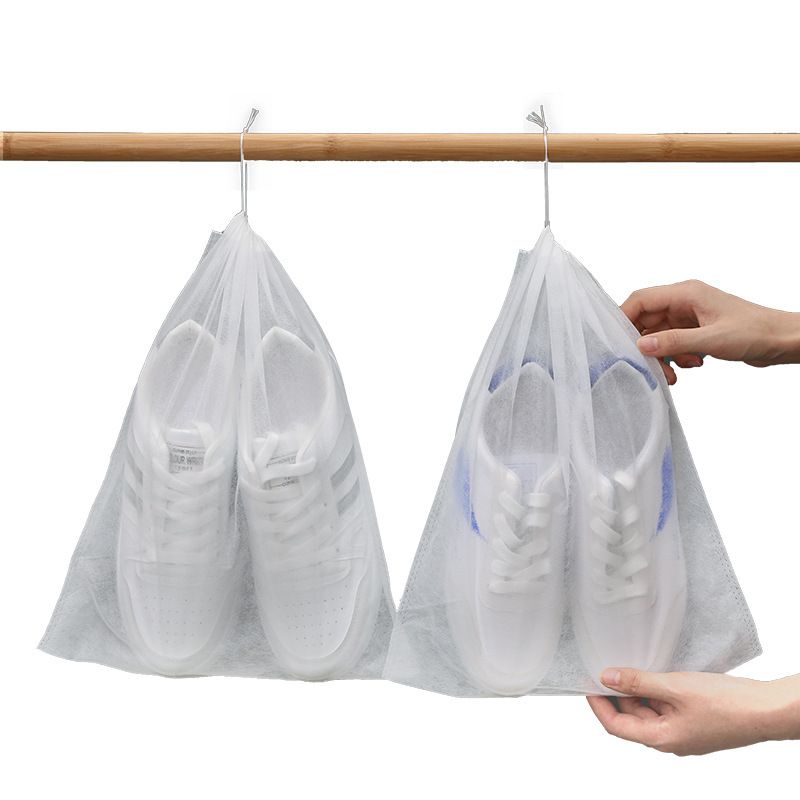 Shoes Laundry Bag 10Pcs Shoe Dust Covers Non-Woven Dustproof Drawstring Clear Storage Bag Travel Pouch Shoe Drying Bags — image 2