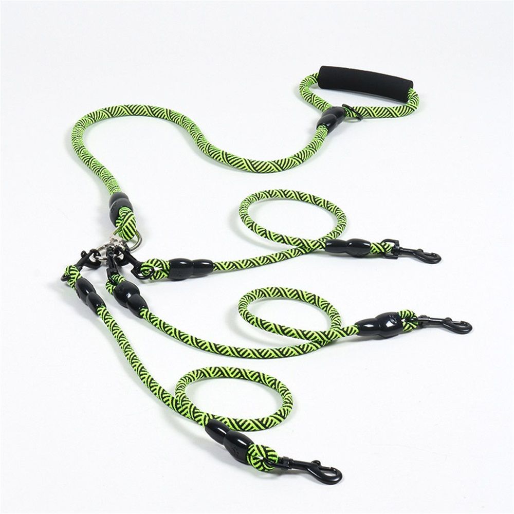 3 Dog Leash No Tangle, Heavy Duty Splitter Coupler, Reflective Strong Triple Multi Way Lead Split, Soft Padded Handle, for Walking Three Medium Large Dogs That