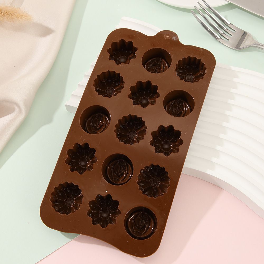 Silicone Candy Chocolate mold Flower Dinosaur Animal Zoo Rose Kids DIY Treats Freezer and Oven Safe (Flower) — image 4
