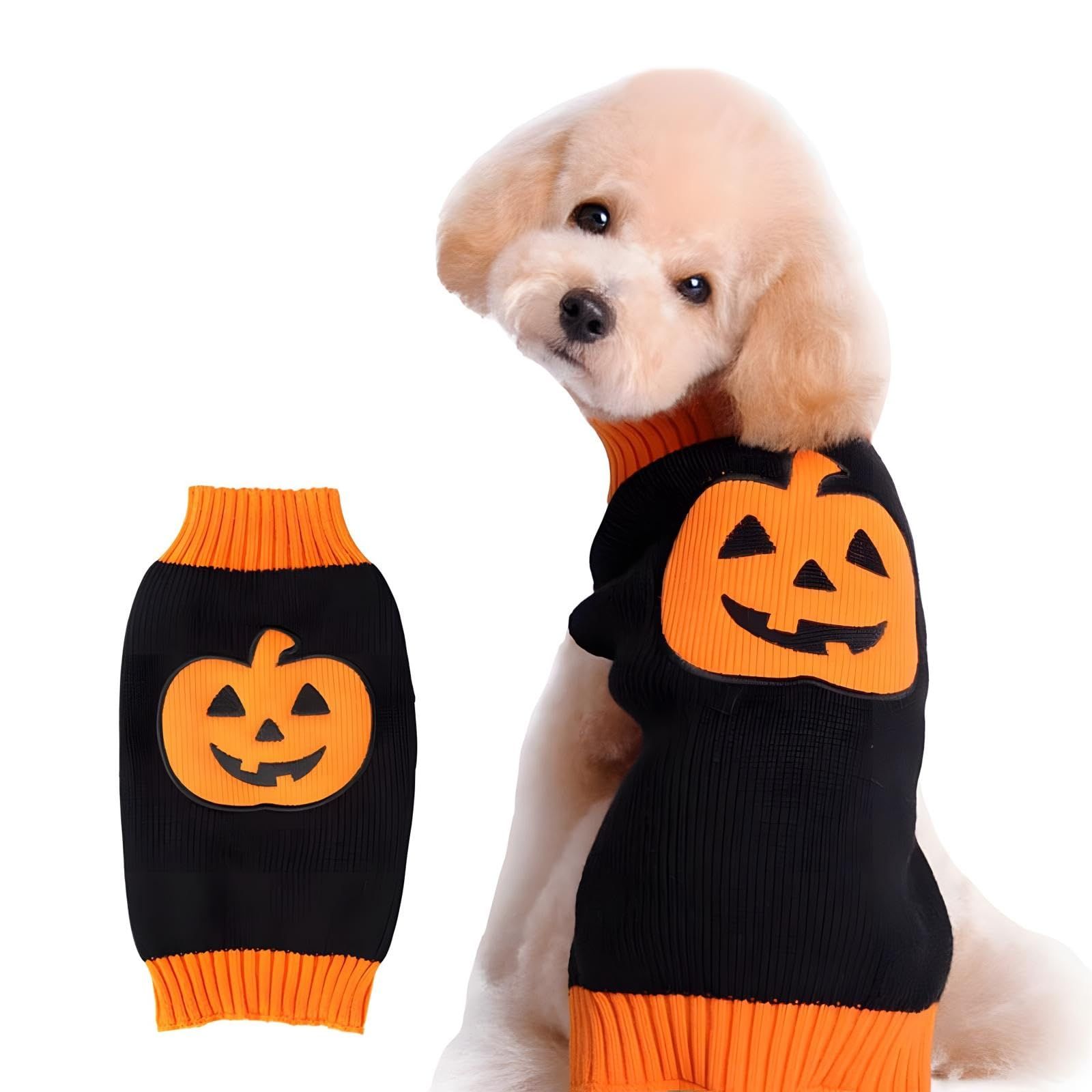 Dog Sweater Pumpkin Pet Sweaters Halloween Holiday Party for Cat and Puppy Small and medium-sized dog Teddy clothing(M)