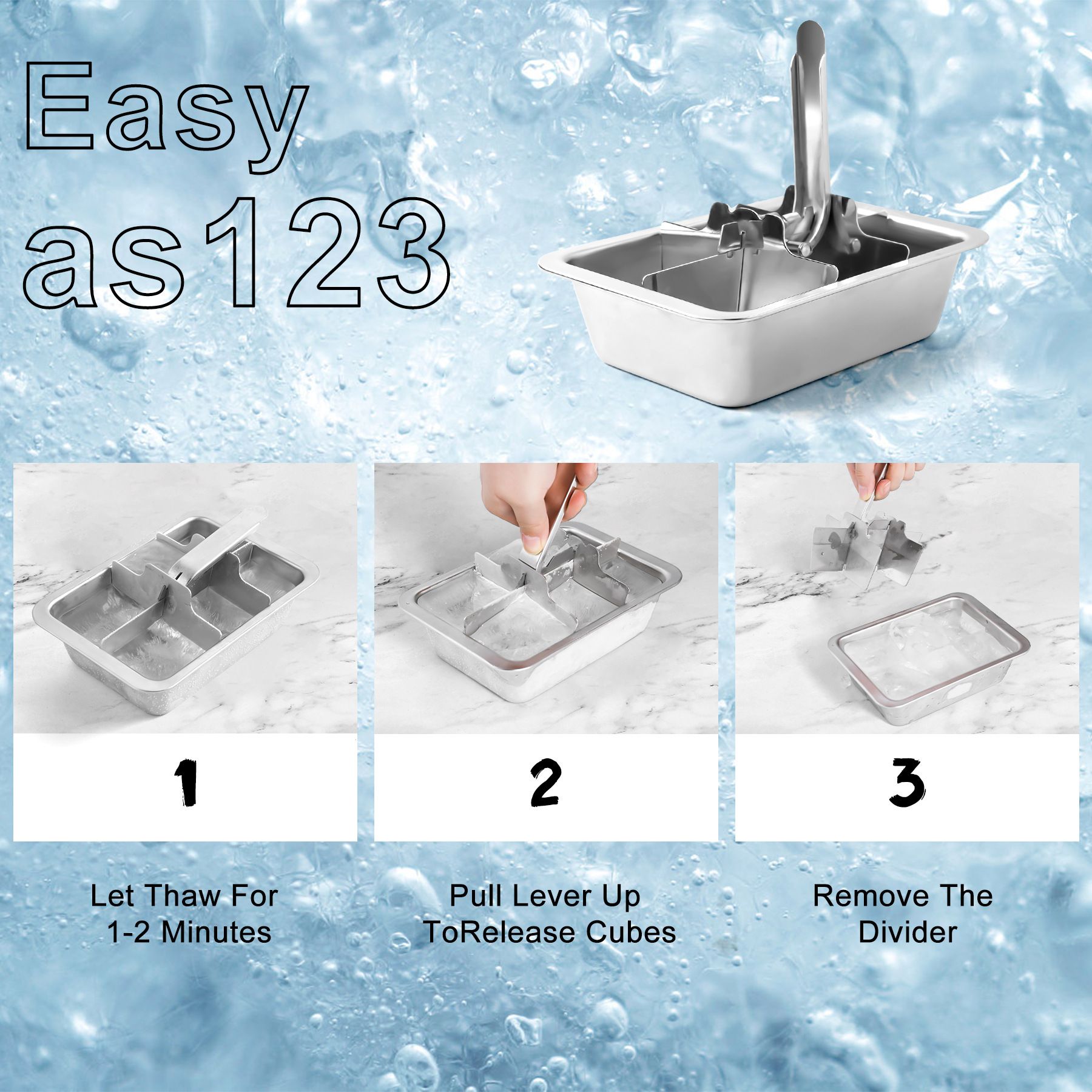Retro Ice Cube Tray, Stainless Steel, Dishwasher Safe, Non-Toxic & Easy Release for Kitchen & Bar Use — image 3