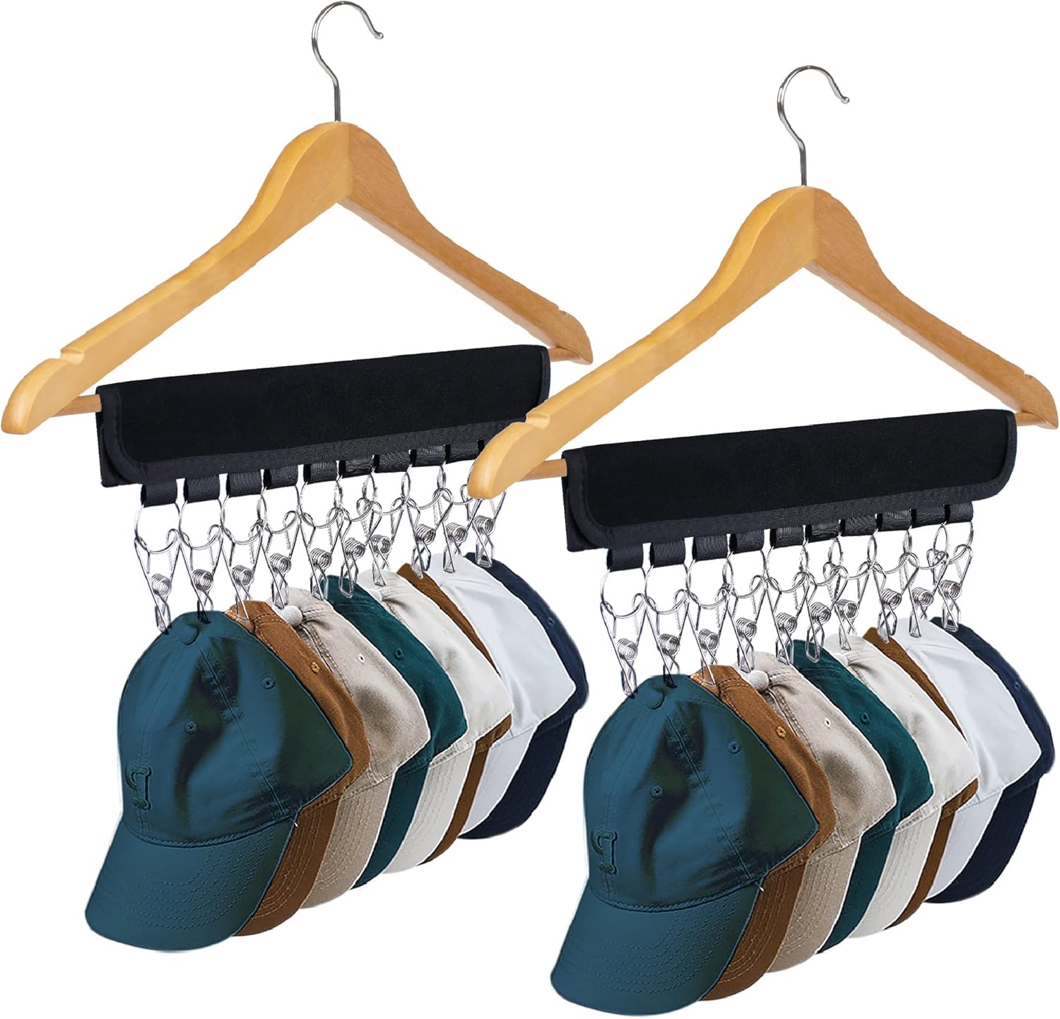 Hat Rack for Baseball Caps Hat Organizer Holder for Hanger & Room Closet Display, 2Pack 10 Hat Storage Clips for Hang Ball Caps Beanie, for Men Gift, Not