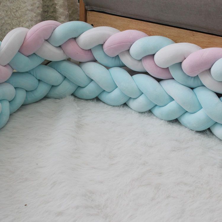 White & Green & Pink 2M Nordic 3-Strand Hand-Braided Knot Long Pillow - Soft Plush Sofa Cushion, Room Decor for Bedroom & Living Room β image 2