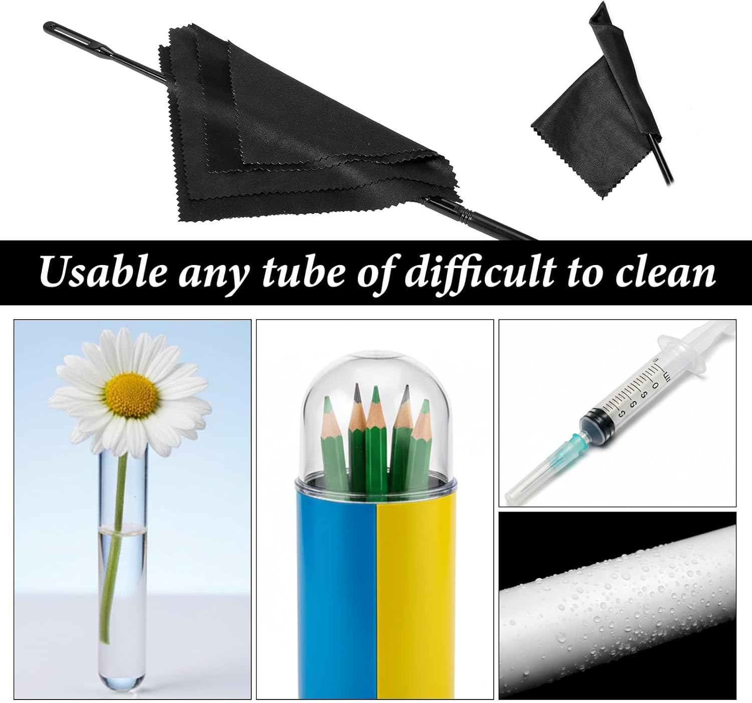 6Pcs Flute Cleaning Kit, 3Pcs Flute Cleaning Rod with 3Pcs Cleaner Polishing Cloth, Flutes Cleaner Swabs Stick Tools for Flutes Maintenance — image 2