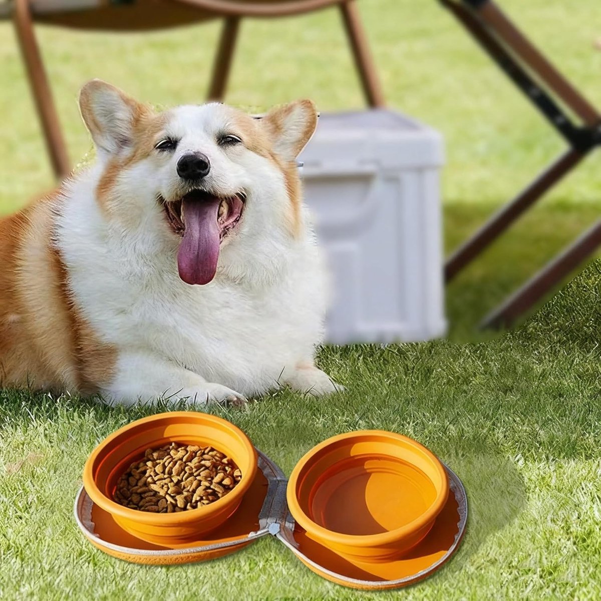 Dog Food Bowl - Foldable Dog Food Bowl - Outdoor Pet Food Bowl - 2-in-1 Dog Food Bowl - with Zippered Storage Bag and Carabiner - Suitable for Travel, Hiking — image 2