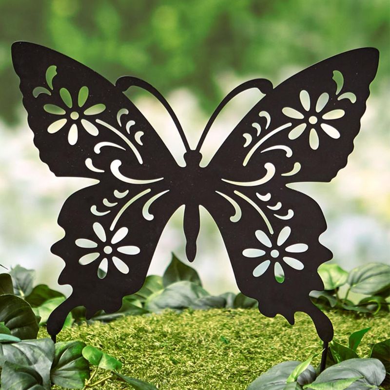 Black for Butterfly for Art Backyard Ornaments and Lawn Accessories Animals Stakes Garden Yard Art for Butterfly Decorations — image 5