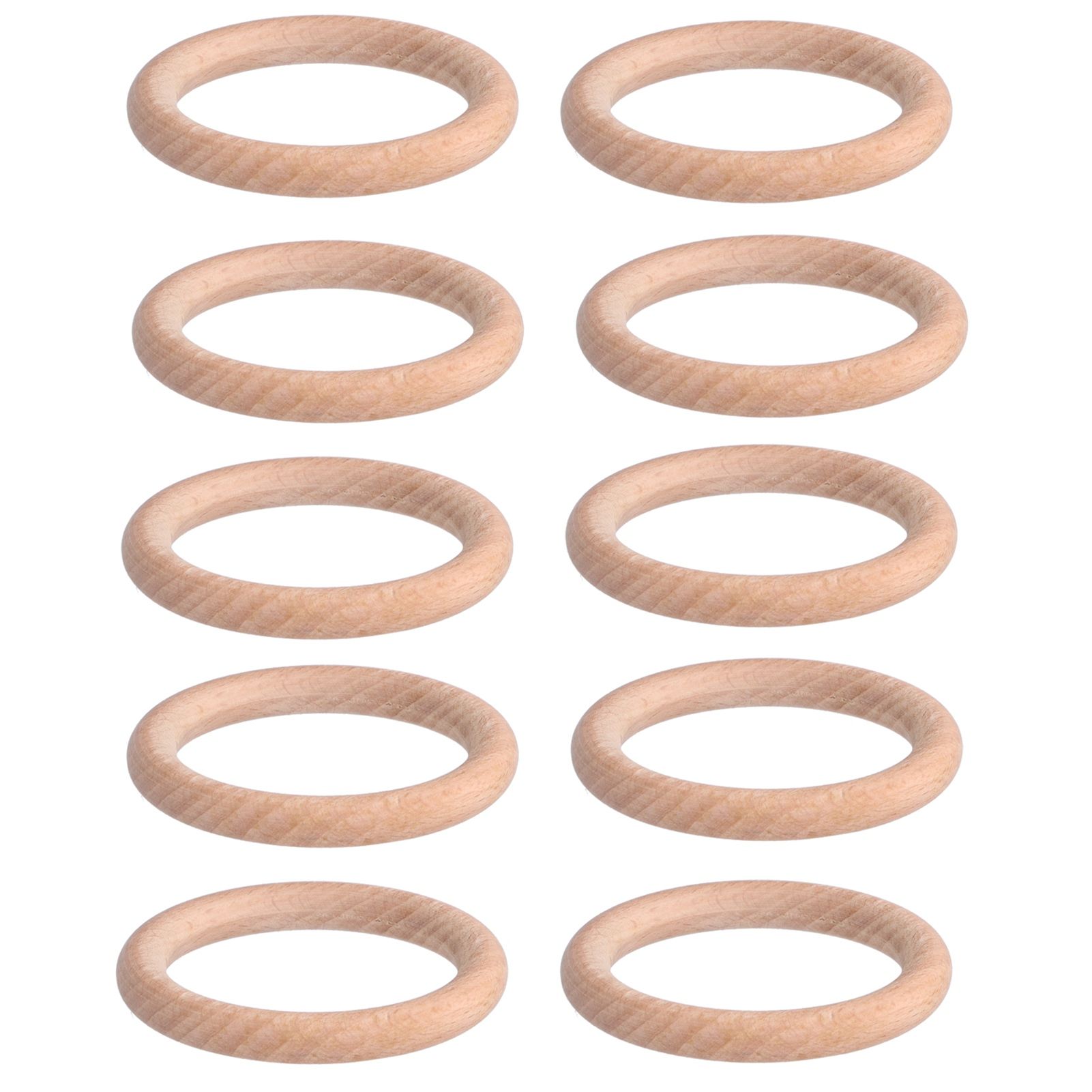 10pcs Wooden Rings Unfinished DIY Natural Wood Circles for Craft Jewelry Making Baby Teething4cm