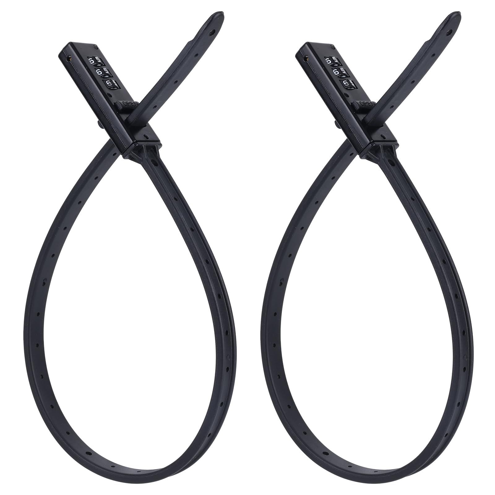 2pcs Zip Tie Lock, 22.05in Adjustable Small Cable Lock with Combination 3 Digit Recodable Combination Multi-Purpose for Bikes Motorcycle Helmet (Black)
