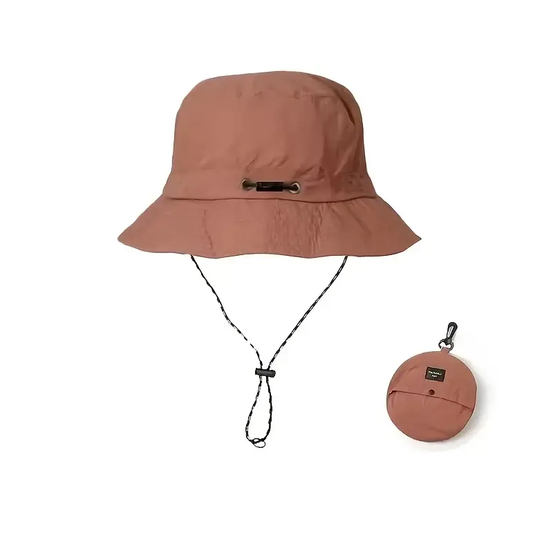 New Unisex Wide Brim Bucket Hat UPF 50+ Sun Protection, Foldable & Windproof Linen Blend Hat for Hiking, Fishing, Beach & Vacation/brick-red