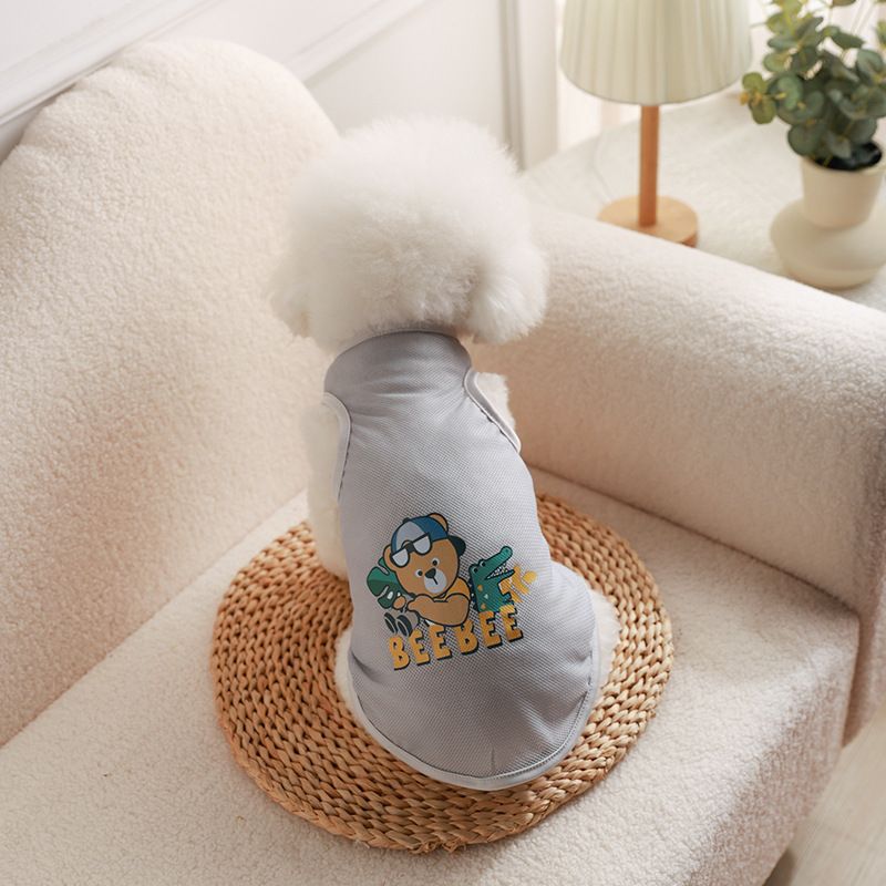Pet Mesh Vest Polyester Trendy Cartoon Style Mesh vest-cool bear L