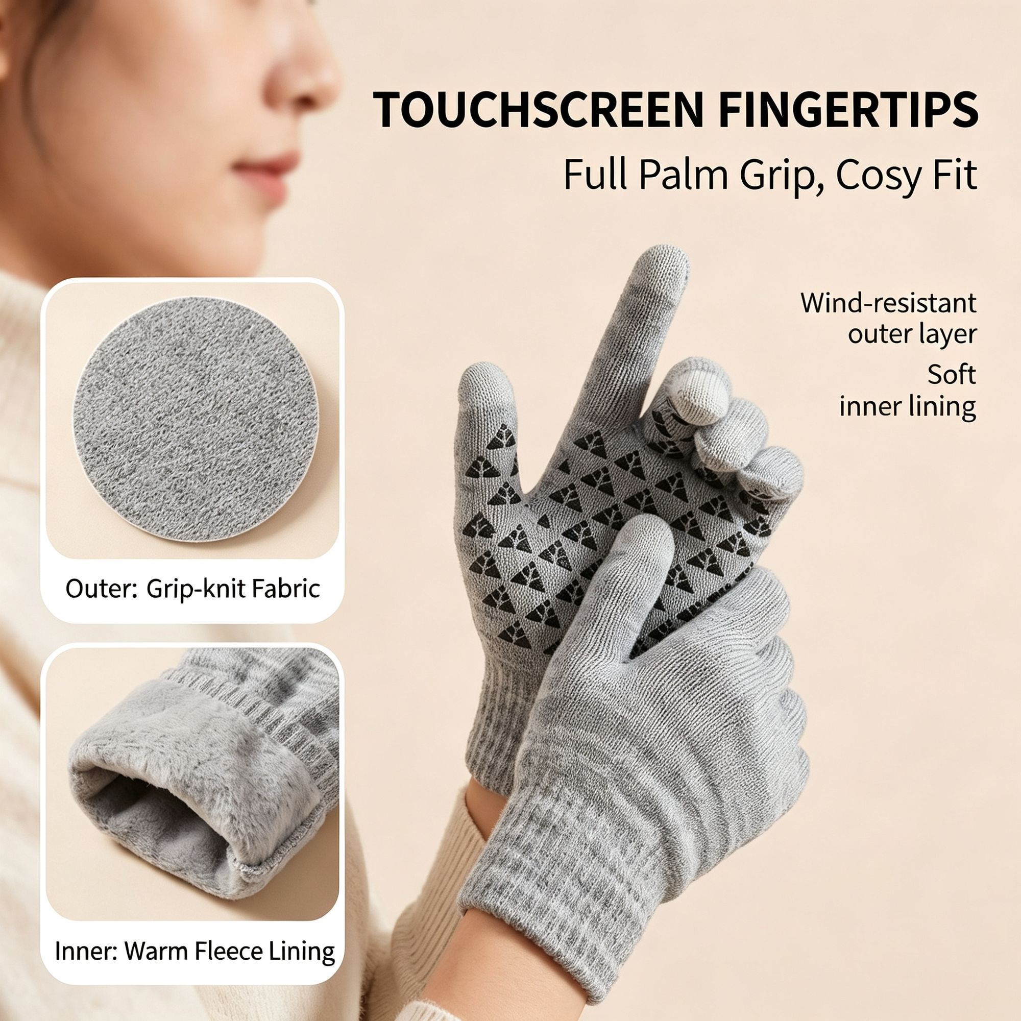 Anti‑Slip Touch Screen Sports Gloves Secure Hand Grip for Hiking Cycling Motorcycle Travel Gym Workout 2 Pcs Red One Size Suitable for Christmas — image 5