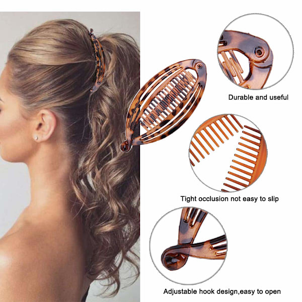 4pcs Banana Clips for Thick Hair, Vintage Fishbone Hair Clips Hair Accessories Compatible with Curly Hair โ image 3