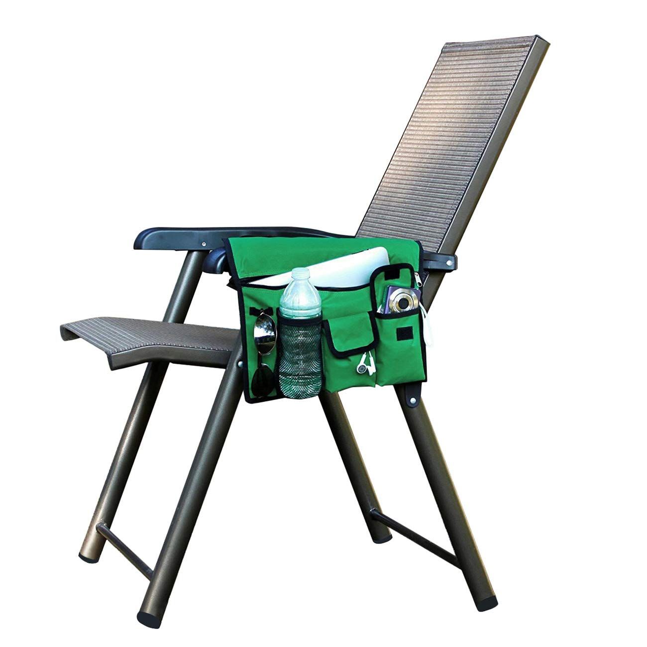 Heavy Duty Oxford Chair Armrest Organizer Waterproof Beach Chair Hanging Storage Pouch Snack Bag with Seat Arm Rest Cup — image 3