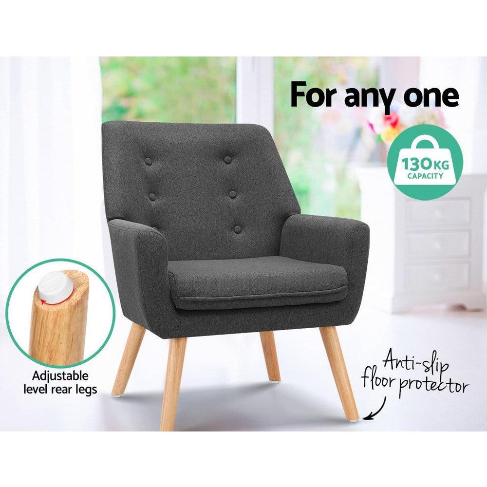 Artiss Armchair Linen Fabric Anne Charcoal β image 6