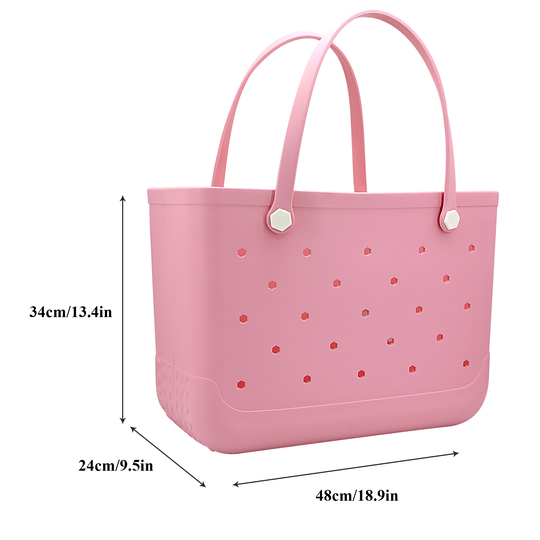 Waterproof Hexagon Mesh Beach Bag - Large Capacity Travel Storage Tote for Swimwear Towel Sunglasses - Pink Large 48x34x24cm โ image 5