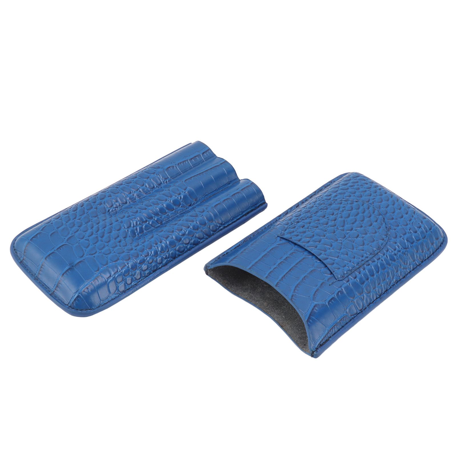3 Finger Cigar Holder Frosted Finish Portable 3 Finger Leather Cigar Case for Travelling Hiking Dark Blue โ image 6