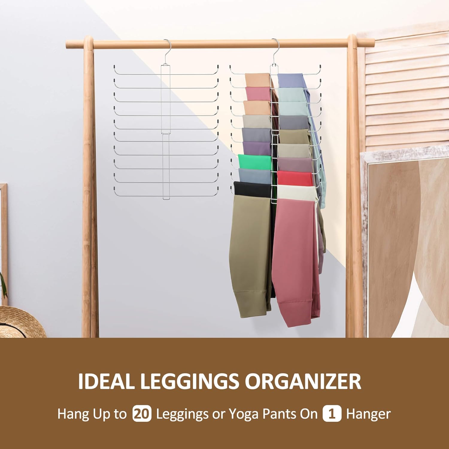 Legging Organizer for Closet, 2 Pack Rotatable Yoga Pants Hanger for Women's XS-XL and Girls' Leggings, Holds Up to 40 Pairs, Space-Saving Closet Organizers — image 4