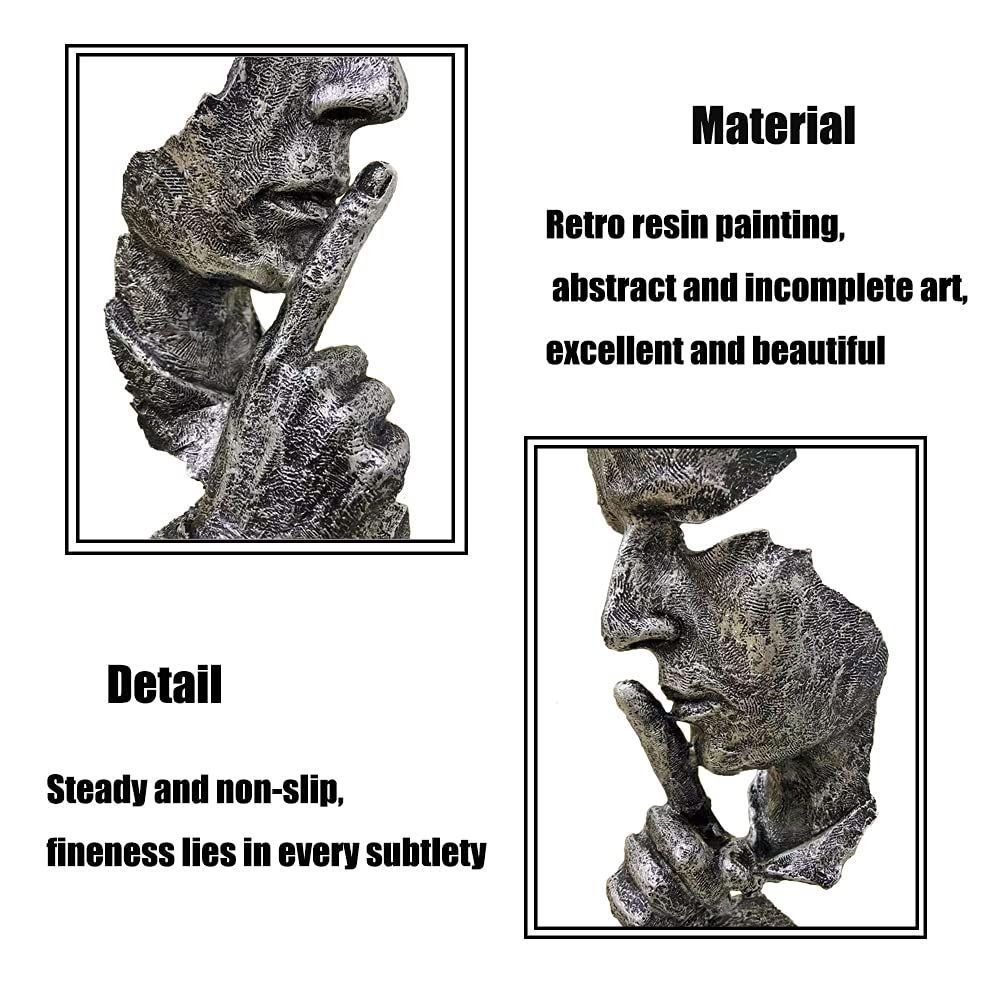 Golden Statue Modern Mens Creative Office Home Room Decorations Sculpture Friends Bookshelf Decorative 4.7 x 4.3 x 13.7in(Silver) โ image 3