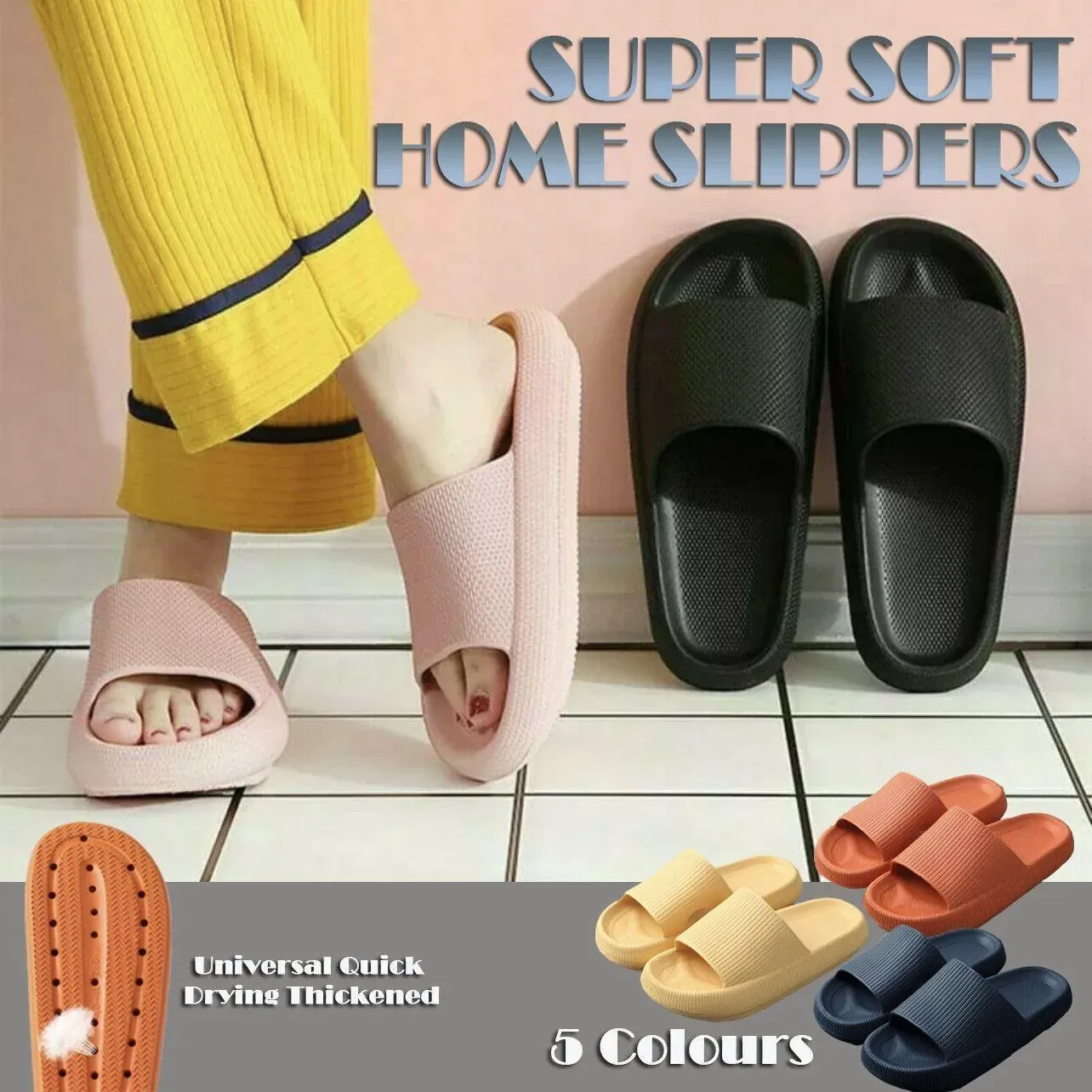 Ultra-Soft Pillow Slides EVA Slippers for Indoor Outdoor Use β Thick Anti-Slip Sole - Black 38-39 β image 2