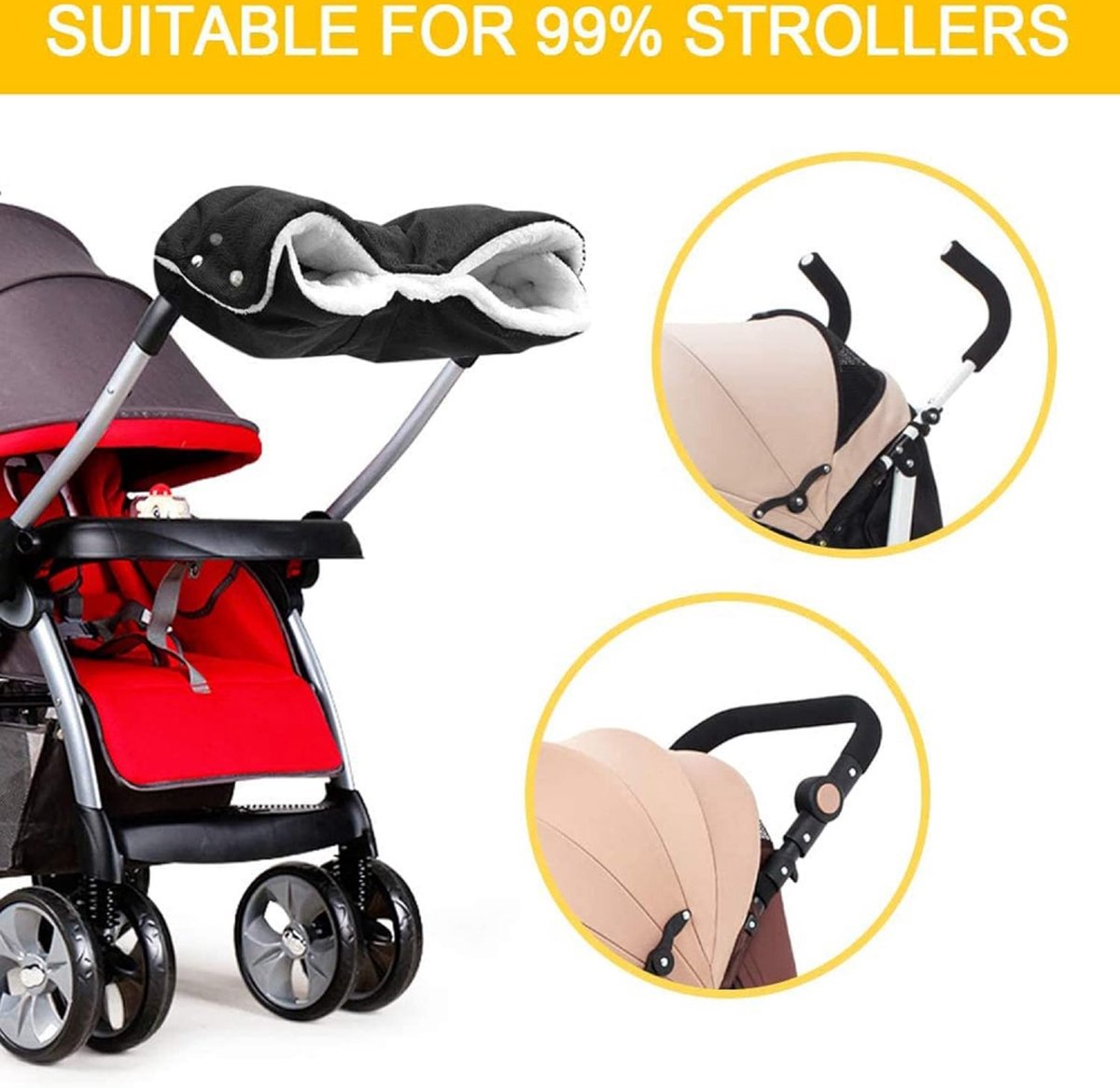 Stroller Glove Hand Warmer - Gloves for Strollers - Buggy Hand Warmer - Lined Gloves - Universal - Waterproof and Windproof - Warm Hands - Removable - Stroller — image 3