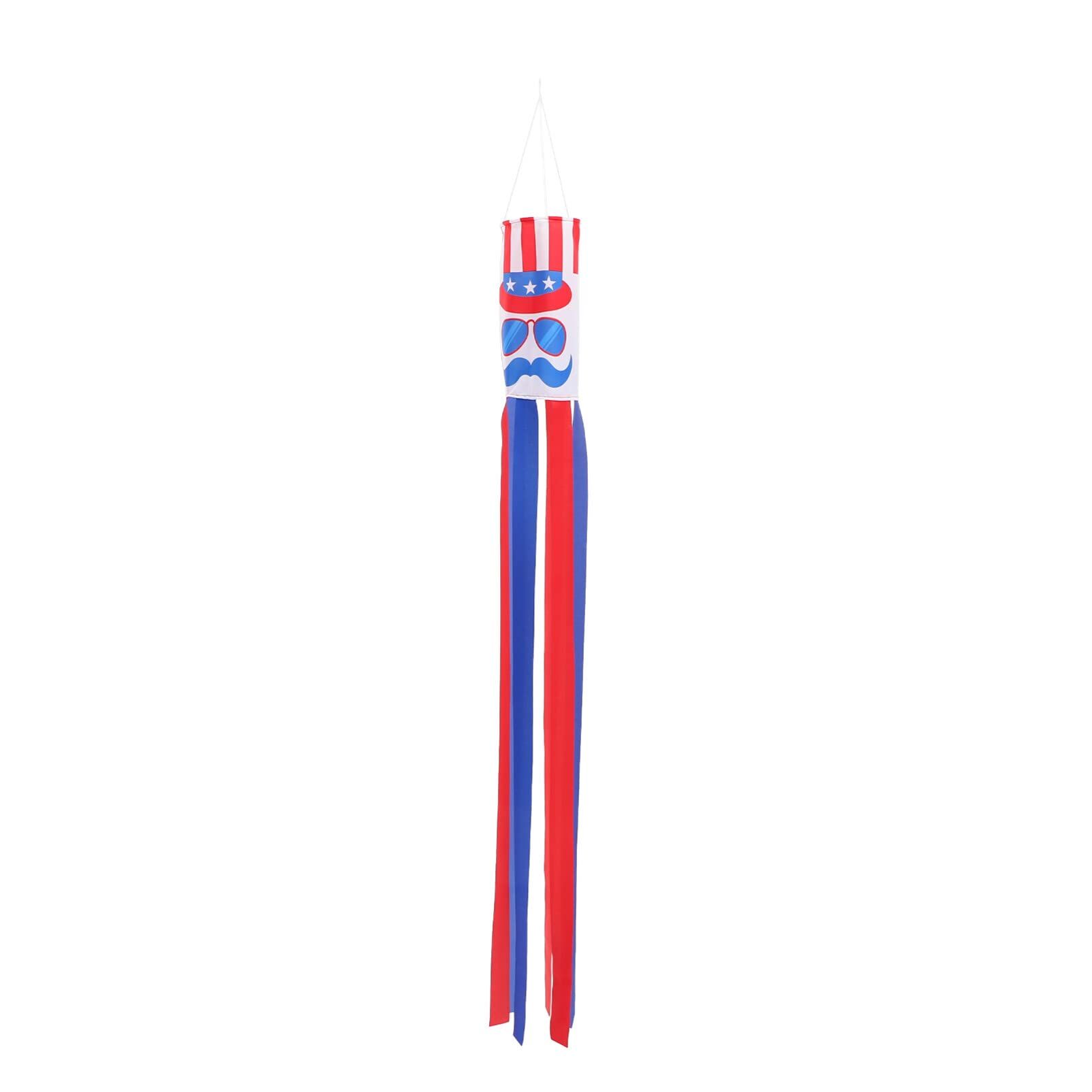 40 Inch American Flag Windsocks Hanging Decorations for 4th Of July Patriotic Party Memorial Day Veterans Day Decor