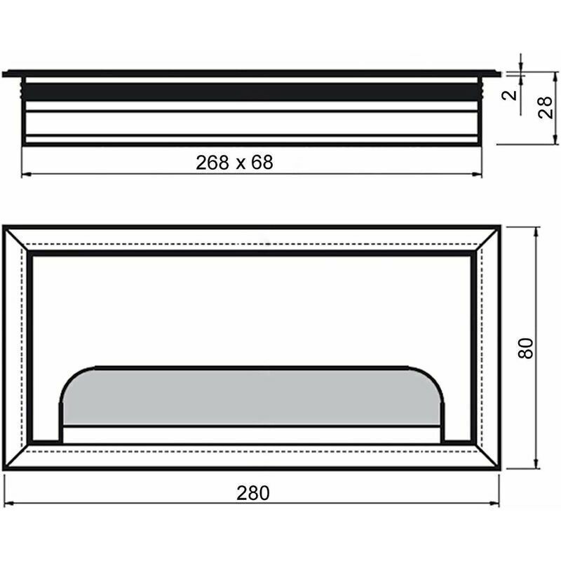 2 Pcs Rectangular Cable Cover for Recessed Installation on Desk Black, Cable Cover Cable Grommet Anodized Aluminum, 80 X 280 mm, 280 mm โ image 4