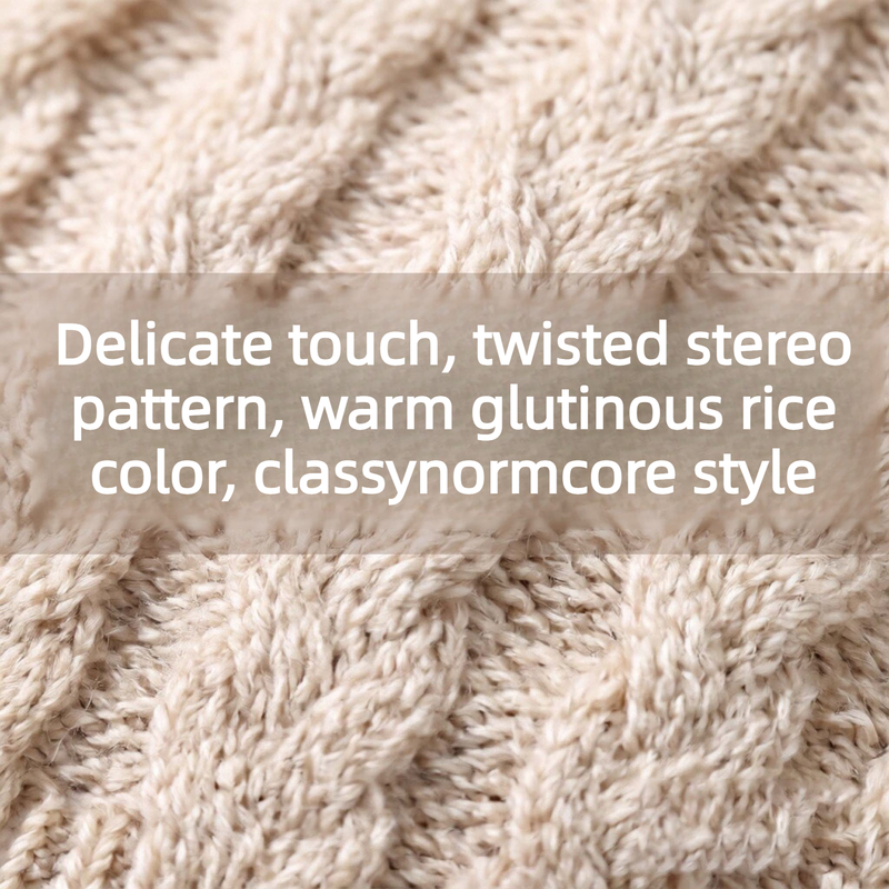 Vintage Cable-Knit Fleece-Lined Beanie & Touchscreen Gloves Set, Women’s Warm Winter Knit Hat 2-Piece Set—Red — image 2