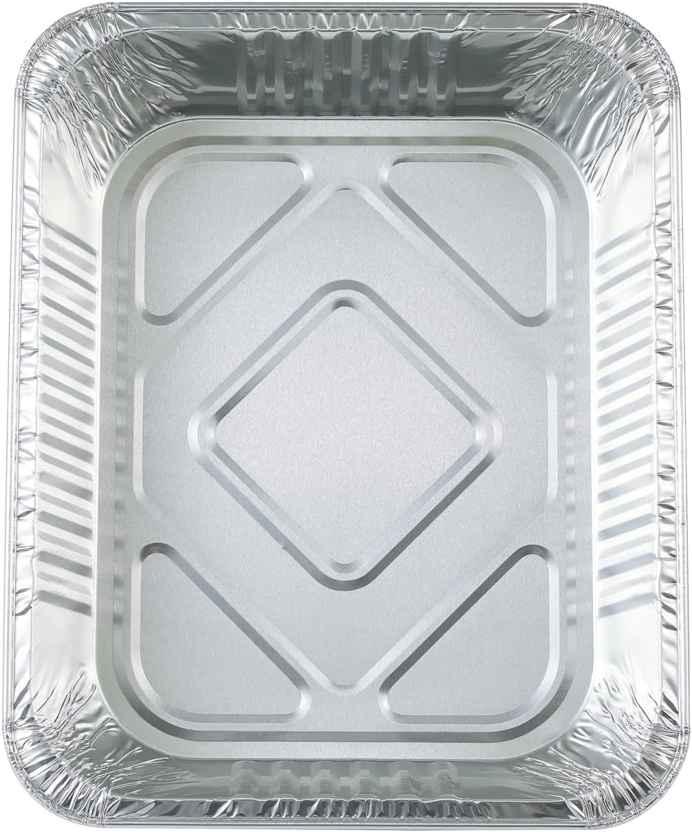 10 Pack Heavy-Duty Disposable Aluminum Foil Pans for Baking, Grilling & Catering – Extra Thick Rectangular Trays for Oven, BBQ & Steam Table Use (Silver) — image 5
