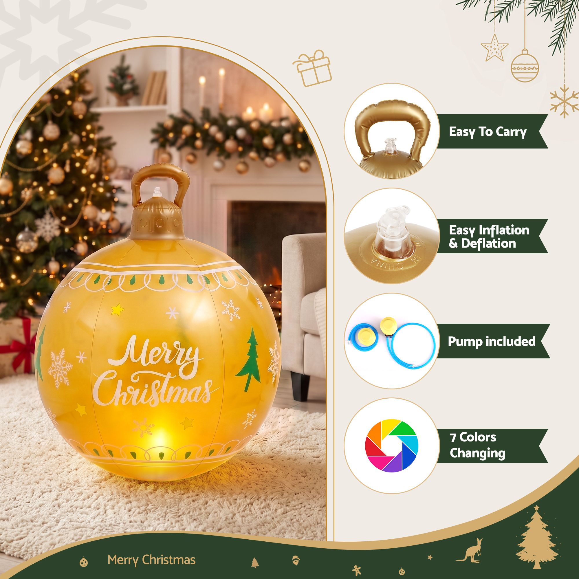 Jingle Jollys Christmas Inflatable Ball 60cm Led Illuminated Xmas Decoration โ image 6