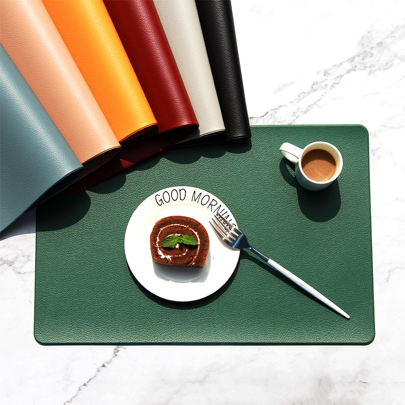 5 PCS Green Nordic Style Leather Placemat - Anti-Slip, Heat-Resistant Table Mat 30cm x 45cm — image 3