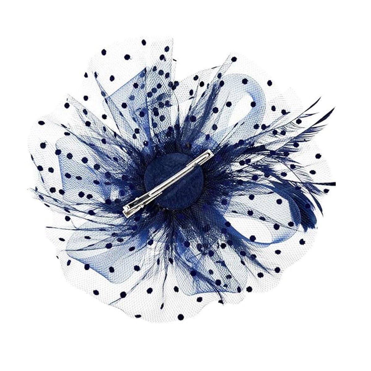 Blue Vintage Bridal Headdress Feather Flower Mesh Hair Accessories for Cheongsam — image 2