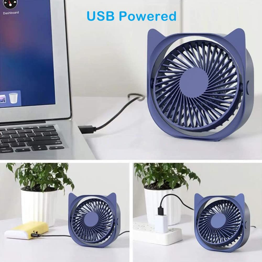 Mini Cute Desk Fan, Little Portable Table Fans Fast Cooling for Home Bedroom Nightstand Office Work Desktop Dorm (Blue) — image 2