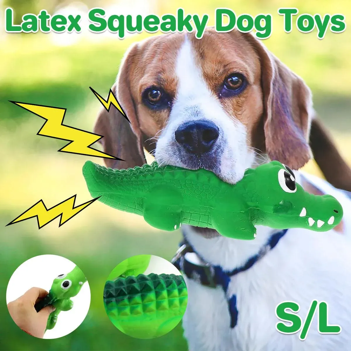 Pet Latex Toys Sounding Big Crocodile Dog Chew Toy Durable Playtime for Dogs - S — image 2