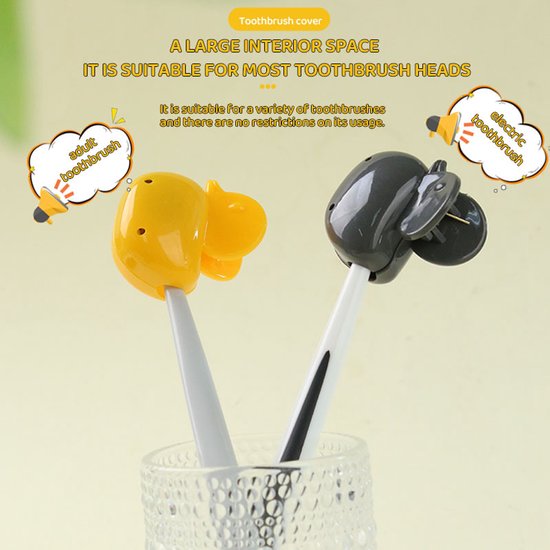 Set of 10 Toothbrush Holders - Portable Toothbrush Protectors - Clip-on Toothbrush Head Covers - Cute Duck Design — image 4